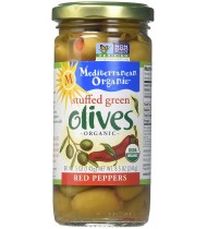 Mediterranean Organics Stuffed Green Olives Red Peppers (12x8.5Oz)